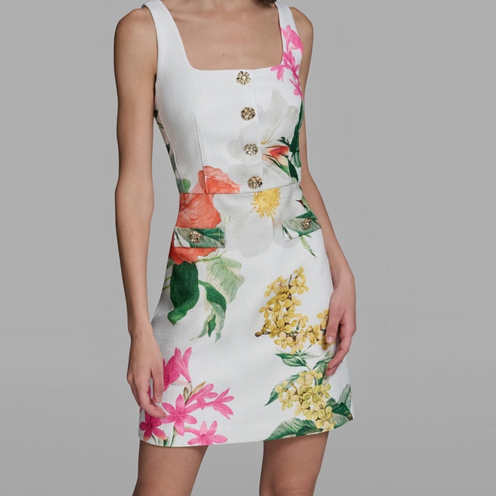 Karl Lagerfeld White Floral Print Mini Dress